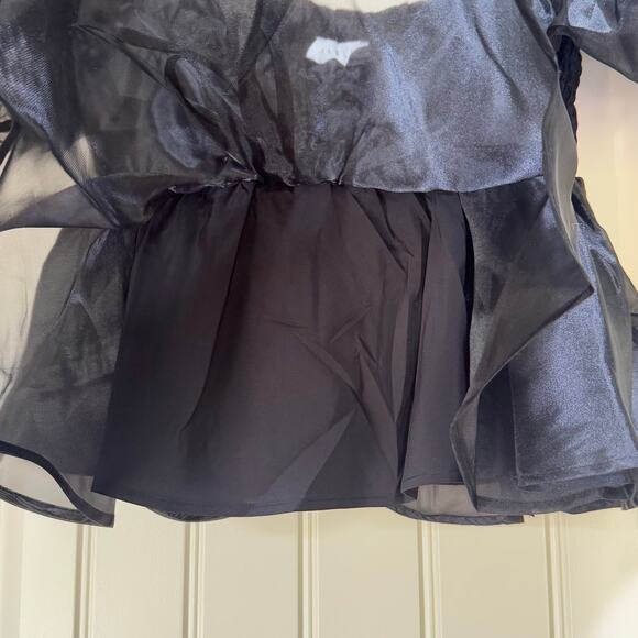 Mable Organza Black Off Shoulder Mesh Puff Sleeves Lined Witchy Goth Halloween S - Picture 7 of 11